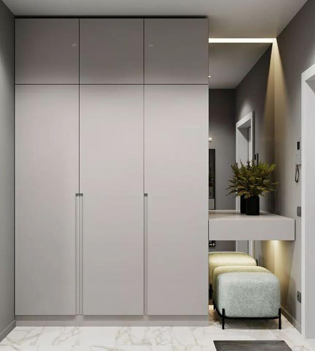 这样设计门厅全铝衣柜定制+全铝鞋柜，不仅实用又上档次