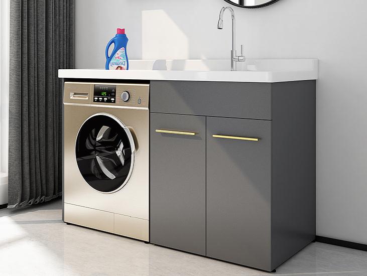 高端灰色铝合金洗衣柜效果图片，组合洗衣柜厂家定制